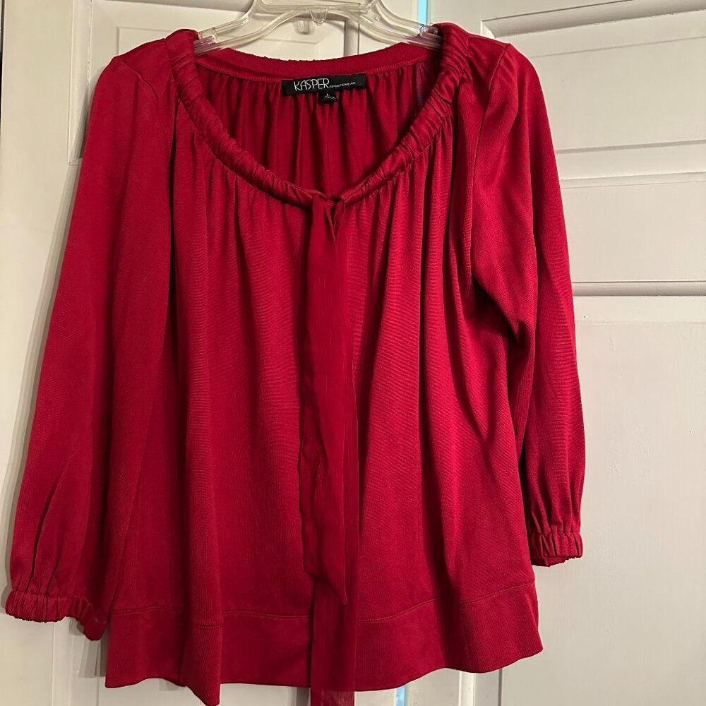Kasper Red Blouse, Size L, Excellent Condition!!!